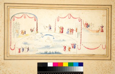 Aphrodite nageant avec de nombreux putti autour d