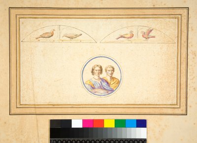 Mari et femme (bustes) dans un cercle central - Pietro Santi Bartoli
