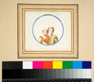 Mari et femme (bustes) dans un cercle central - Pietro Santi Bartoli