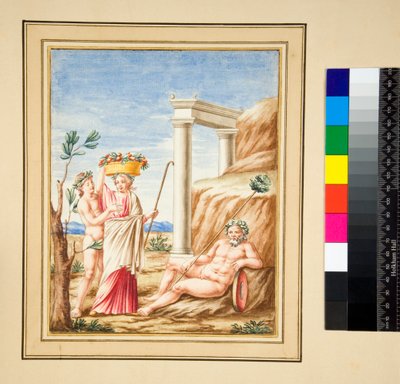Homme allongé, dame et jeune homme - Pietro Santi Bartoli
