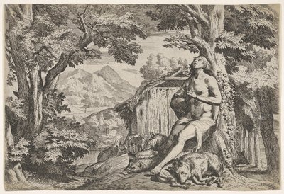 Le fils prodigue assis à la base d
