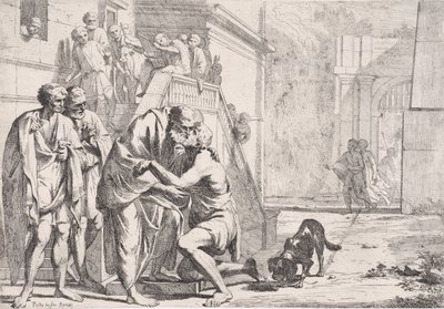 Le retour du fils prodigue, le père embrassant son fils, d