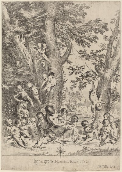 Jeune Femme, Entourée de Cupidons (Le Jardin de la Charité, version verticale) - Pietro Testa