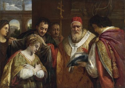Flavia Domitilla ou sainte Domitille recevant le voile du pape Clément Ier - Pietro da Cortona