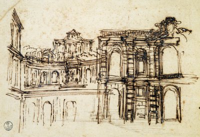 Étude pour le théâtre au Palazzo Pitti à Florence - Pietro da Cortona