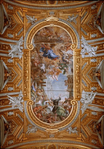 La Vierge apparaît à Saint Philippe Néri (Filippo Neri) pendant la construction de l