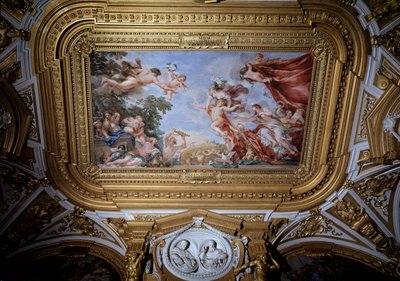 Le jeune Cosme Ier de Médicis (Cosme Ier de Toscane) (1519-1574) est retiré des bras de Vénus par Minerve et Hercule. Fresque de Pietro da Cortona - Pietro da Cortona