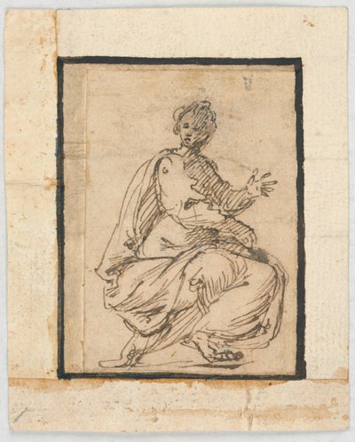 Page de carnet de croquis : Figure allégorique - Pietro da Cortona