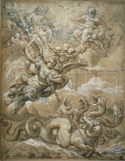 La Sainte Trinité avec Saint Michel terrassant le Dragon, 1666 - Pietro da Cortona