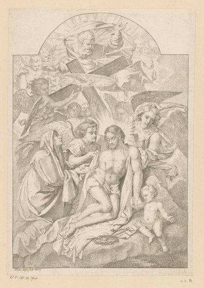 La Sainte Trinité avec Marie, instruments de la Passion et anges - Pietro del Po