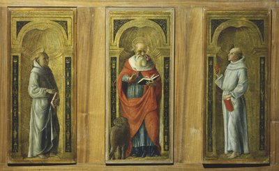 Trois Panneaux - Saint François, Saint Jérôme et Saint Antoine de Padoue, c.1480 - Pietro di Francesco degli (circle of) Orioli