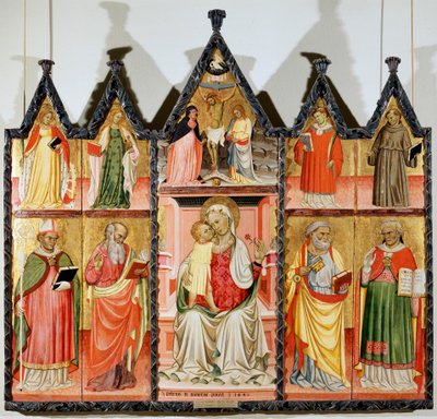 Madone et enfant avec des saints polyptyque, dix panneaux séparés, 1440 - Pietro di Giovanni Lianori