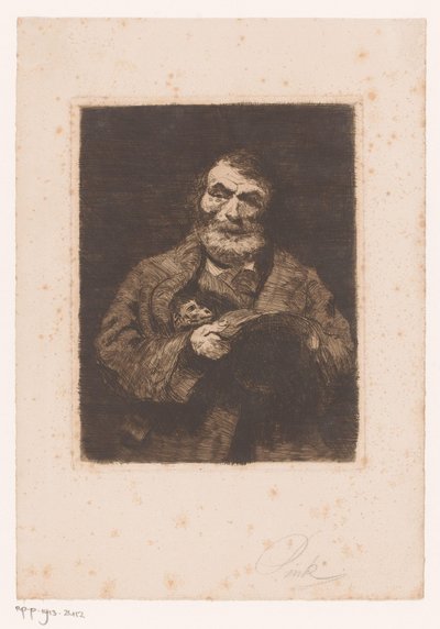 Homme avec singe - Pink (signed by artist)