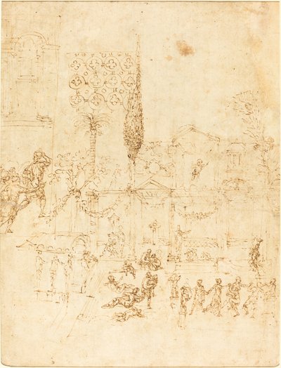 Une Fête dans une Villa Romaine [recto] - Pirro Ligorio