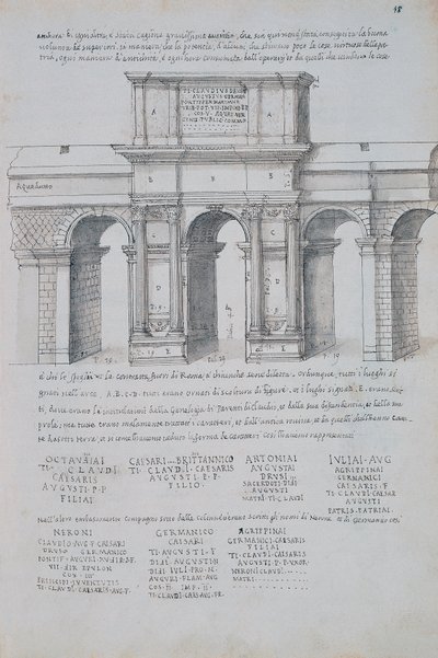 Arc de Claude à Rome, dessin, tiré des Antiquités romaines, par Pirro Ligorio (1513-1583) - Pirro Ligorio