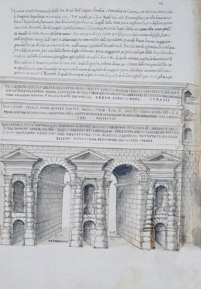 Porta Maggiore à Rome, dessin, des Antiquités romaines, par Pirro Ligorio (1513-1583) - Pirro Ligorio