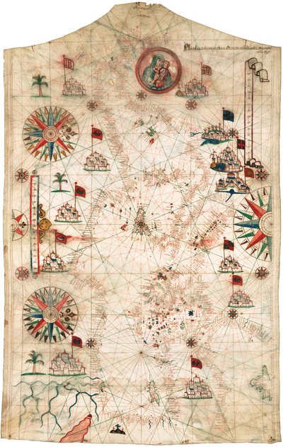 Carte de la mer Méditerranée, avec une partie de la mer Noire - Placido Caloiro e Oliva