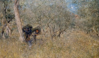 Parmi les oliviers, fascines, par Plinio Nomellini - Plinio Nomellini