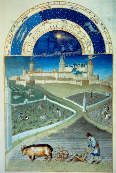 Le mois de mars : le labourage (détail) - Pol de Limbourg