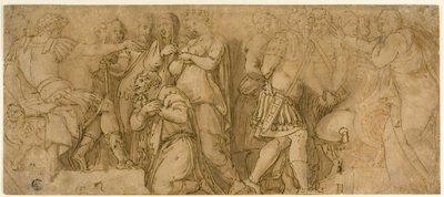 Famille de Darius devant Alexandre ; Prisonniers devant un Sénateur - Polidoro da Caravaggio