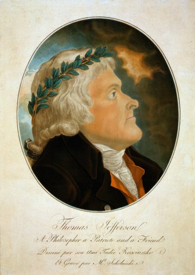 Portrait de profil de Thomas Jefferson, vers 1799 (aquatinte) - Polish School