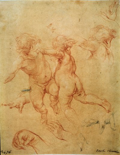 Deux putti volants, étude, années 1740 - Pompeo Batoni