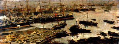 Port de Gênes, peinture par Mariani - Pompeo Mariani