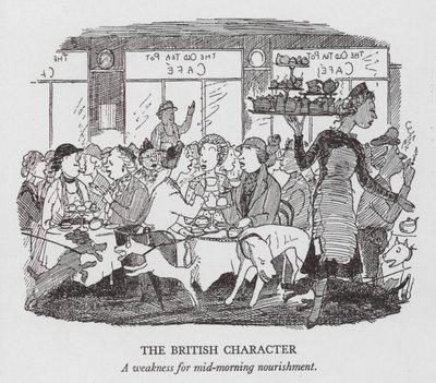 Le Caractère britannique, une faiblesse pour la collation de mi-matinée (lithographie) - Pont (1908 40)