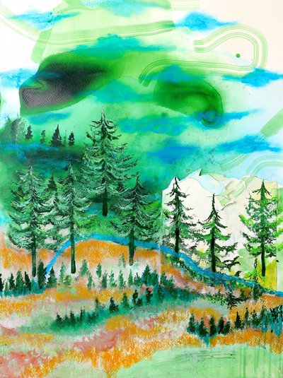 Forêt de montagne abstraite - Poonam Choudhary