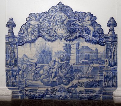 Allégorie du feu - Azulejos, faïence peinte - Portuguese School