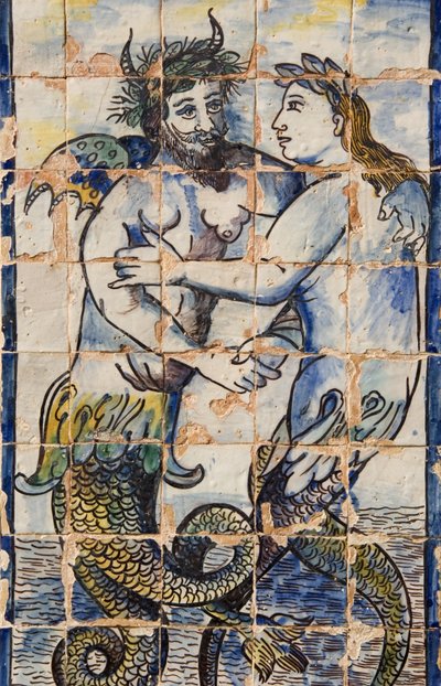 Azulejos dans les jardins du palais représentant des créatures marines (céramique) - Portuguese School