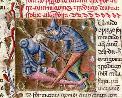 Bataille entre Martin Gomez et El Cid (c.1043-99) de Chroniques d