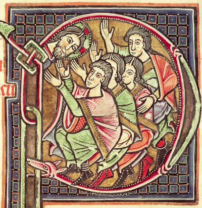 Ms 3088 fol.137r Initiale historiée P représentant la mort de Josué, d