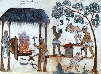 La métallurgie indienne primitive. Manuscrit portugais du 16ème siècle. Rome, Bibl. Casanatense - Portuguese School