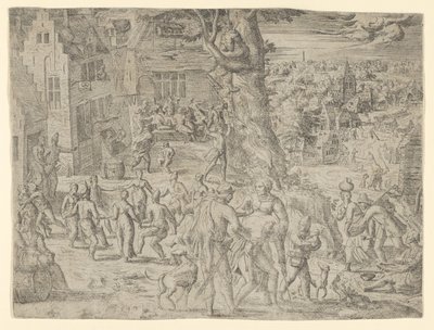 La foire du village, 1549 - Possibly by Peeter van der Borcht.