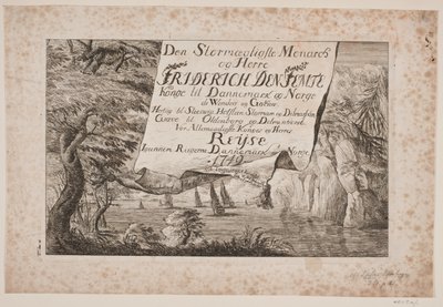 Page de titre du voyage du roi Frédéric V à travers le Danemark et la Norvège en 1749 - Poul Isac Grønvold