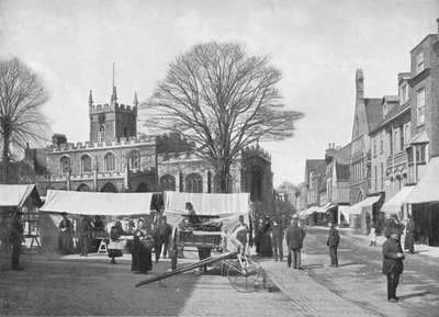 Place du marché, Huntingdon, vers 1896 - Poulton and Co