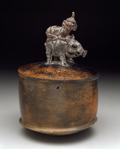 Bol avec couvercle avec un homme chevauchant un pécari, 250-550 - Pre Columbian Pre Columbian