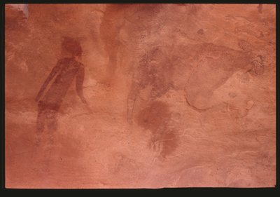 Figure humaine et un taureau (peinture rupestre) - Prehistoric