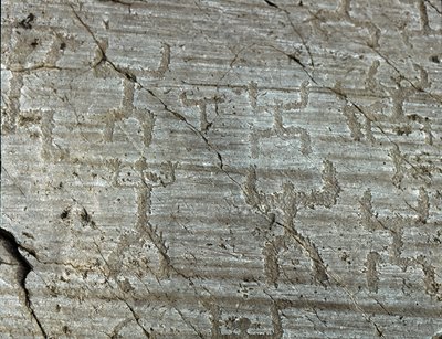 Préhistoire, civilisation des Camunni, art rupestre : roche funéraire de représentations stylisées de personnages connus sous le nom de « les orants » avec les bras tendus vers le ciel. Période entre le Néolithique et l