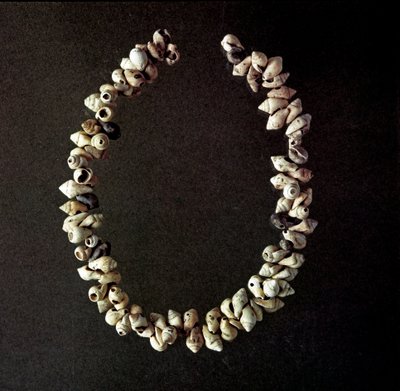Préhistoire, Âge de pierre : collier de coquillages de la grotte de Polesine, Vénétie. Néolithique moyen. Rome, Museo Nazionale Preistorico Etnografico Luigi Pigorini - Prehistoric Prehistoric