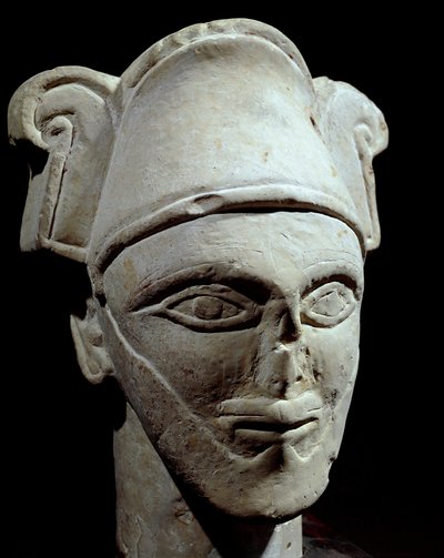 Préhistoire : tête de chef sémite en pierre. Influences égyptiennes et bédouines. Âge du fer. Amman, Musée national, Jordanie - Prehistoric Prehistoric