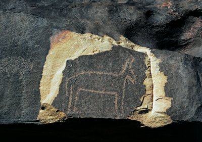 Préhistoire, art rupestre : roche funéraire de la représentation d