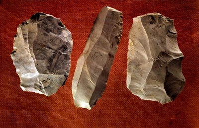 Préhistoire : haches taillées non polies. Époque néolithique. Saint-Germain-en-Laye, Musée des Antiquités nationales - Prehistoric Prehistoric
