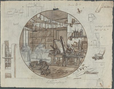 Atelier lithographique - Probably French 19th Century