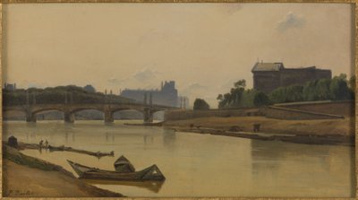 Le pont de la Concorde vu du quai de la Conférence, vers 1830 - Prosper Barbot