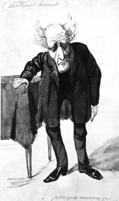 François René, écrivain français, vicomte de Chateaubriand (1768-1848), caricature par Prosper Mérimée - Prosper Merimee