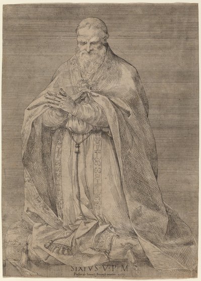 Pape Sixte V - Prospero Bresciano, after Giuseppe Cesari