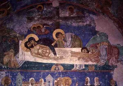Les pleureuses à la croix, de la cathédrale de la Transfiguration du Sauveur, début du XIIe siècle - Pskov School