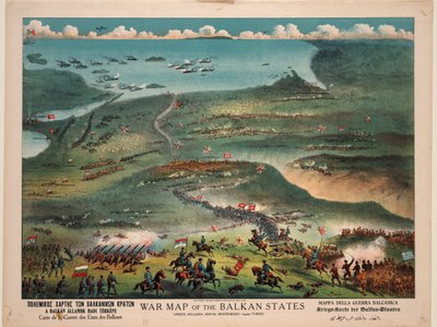 Carte de guerre des États balkaniques - Publisher Joseph Koehler New York